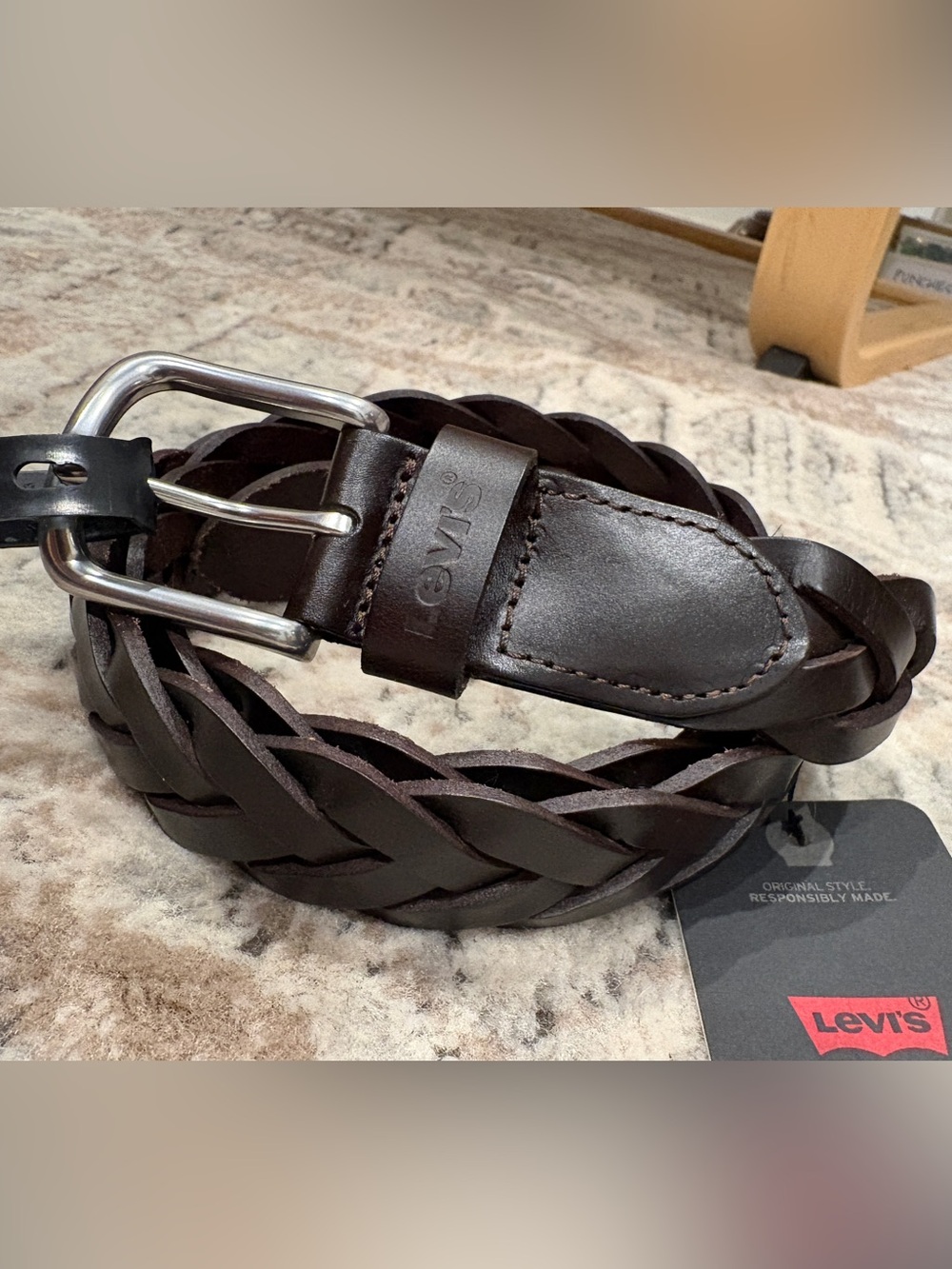 Levi's Dark Brown Woven Leather Men's Belt